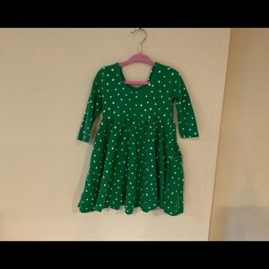 Green with white polka dot dress
